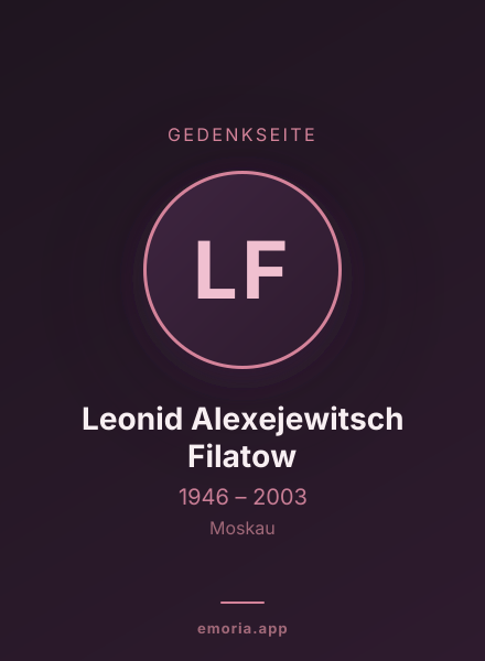 Gedenkportrait von Leonid Alexejewitsch Filatow