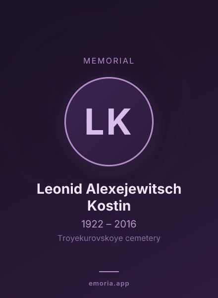 Memorial portrait of Leonid Alexejewitsch Kostin