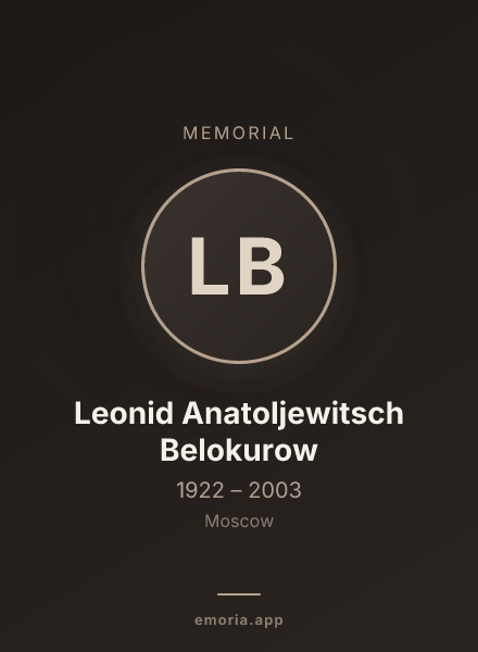 Memorial portrait of Leonid Anatoljewitsch Belokurow