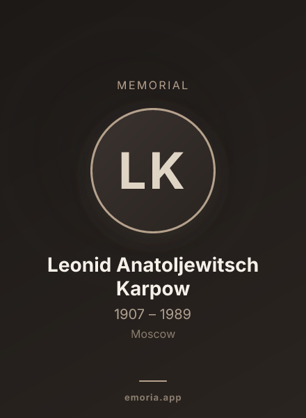Memorial portrait of Leonid Anatoljewitsch Karpow