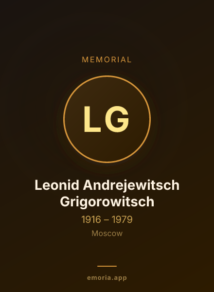 Memorial portrait of Leonid Andrejewitsch Grigorowitsch