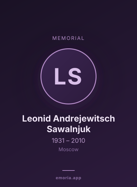 Memorial portrait of Leonid Andrejewitsch Sawalnjuk