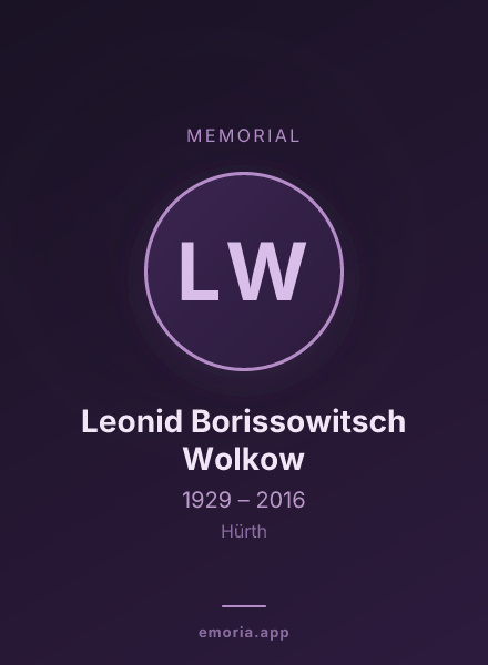 Memorial portrait of Leonid Borissowitsch Wolkow