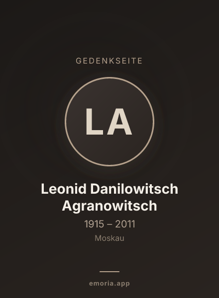 Gedenkportrait von Leonid Danilowitsch Agranowitsch