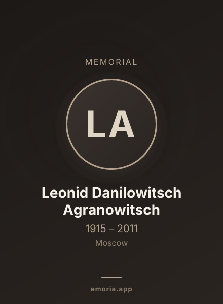 Memorial portrait of Leonid Danilowitsch Agranowitsch