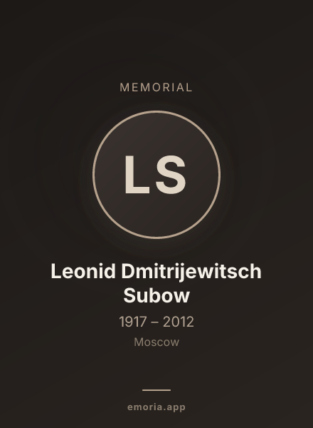 Memorial portrait of Leonid Dmitrijewitsch Subow