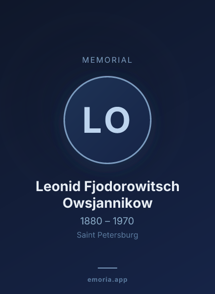 Memorial portrait of Leonid Fjodorowitsch Owsjannikow