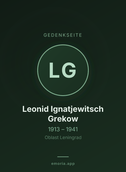 Gedenkportrait von Leonid Ignatjewitsch Grekow