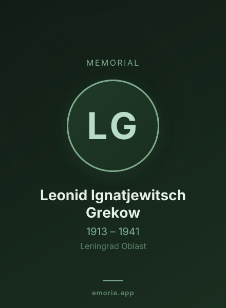 Memorial portrait of Leonid Ignatjewitsch Grekow