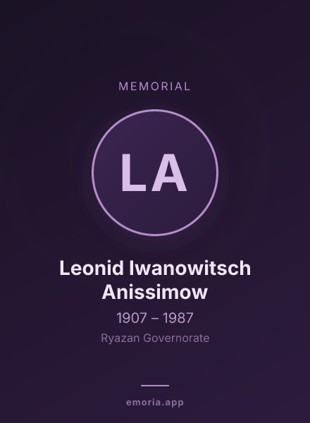Memorial portrait of Leonid Iwanowitsch Anissimow
