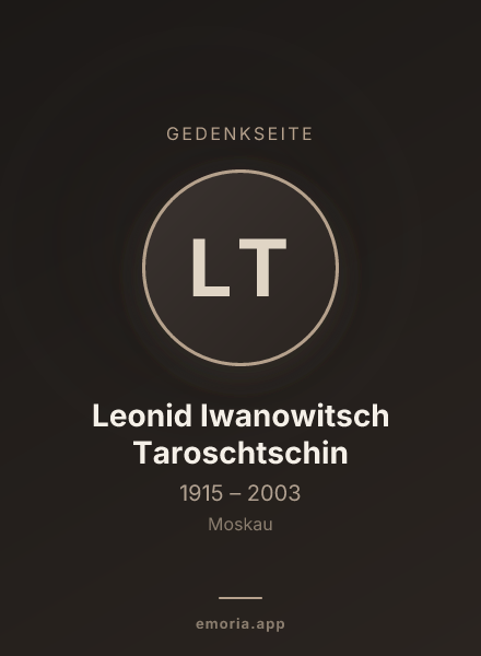 Gedenkportrait von Leonid Iwanowitsch Taroschtschin