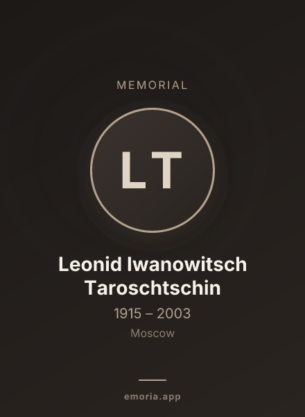 Memorial portrait of Leonid Iwanowitsch Taroschtschin