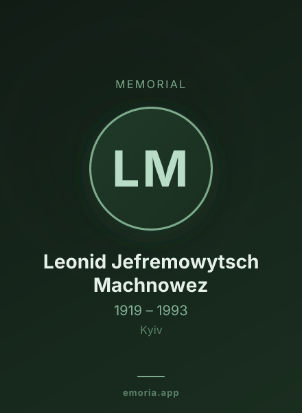 Memorial portrait of Leonid Jefremowytsch Machnowez
