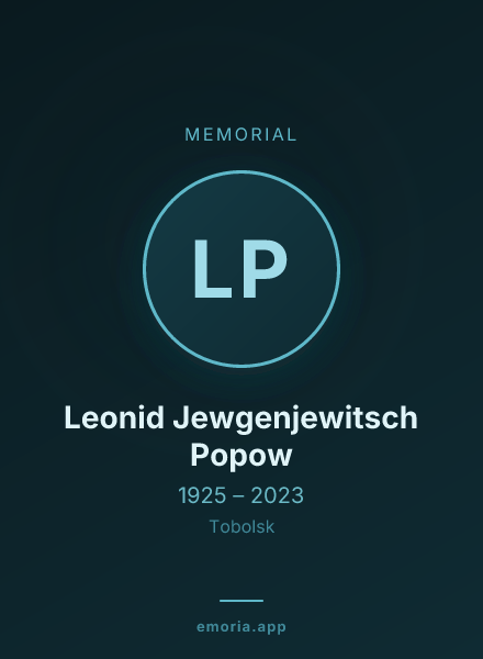 Memorial portrait of Leonid Jewgenjewitsch Popow