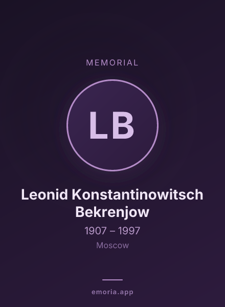 Memorial portrait of Leonid Konstantinowitsch Bekrenjow