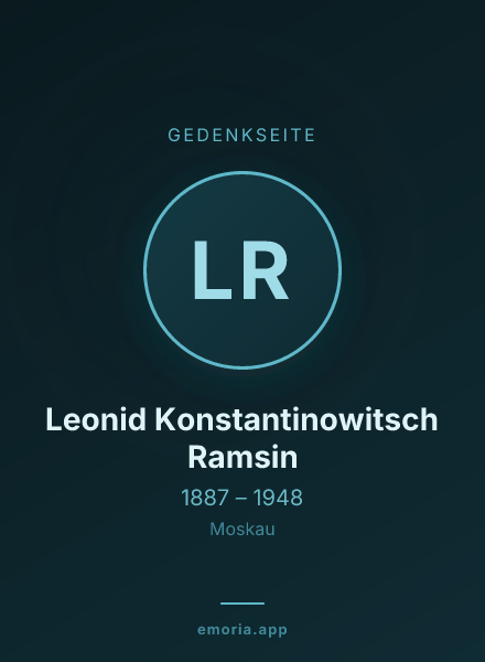 Gedenkportrait von Leonid Konstantinowitsch Ramsin