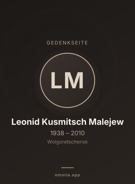 Gedenkportrait von Leonid Kusmitsch Malejew