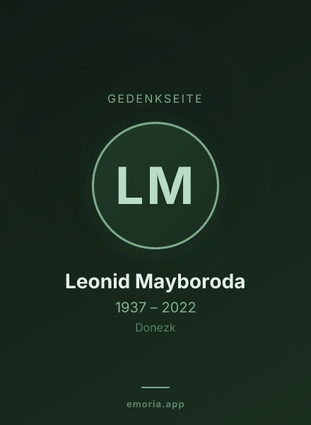 Gedenkportrait von Leonid Mayboroda