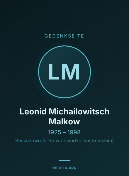 Gedenkportrait von Leonid Michailowitsch Malkow