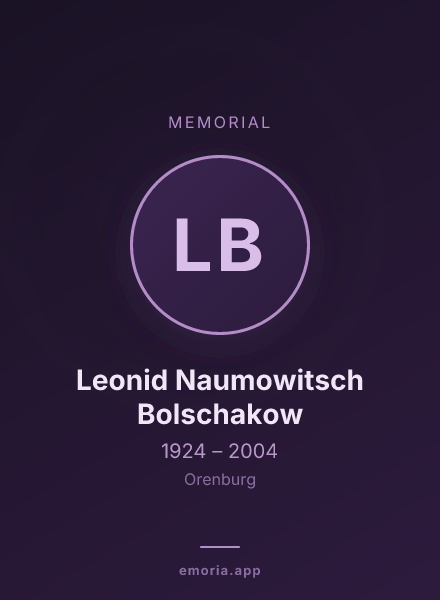 Memorial portrait of Leonid Naumowitsch Bolschakow