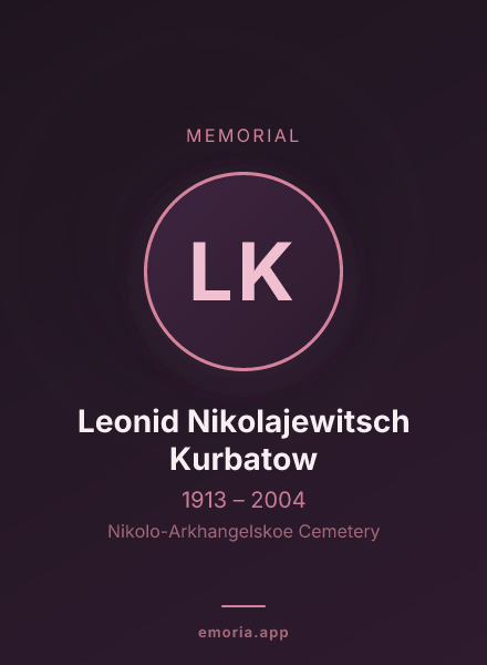 Memorial portrait of Leonid Nikolajewitsch Kurbatow
