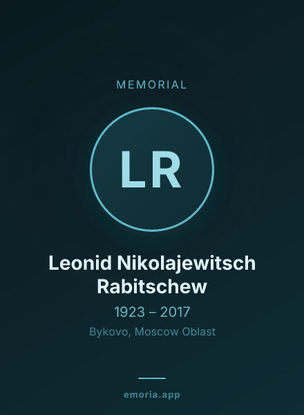 Memorial portrait of Leonid Nikolajewitsch Rabitschew