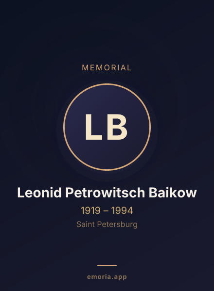 Memorial portrait of Leonid Petrowitsch Baikow