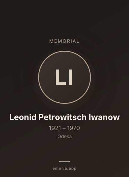 Memorial portrait of Leonid Petrowitsch Iwanow