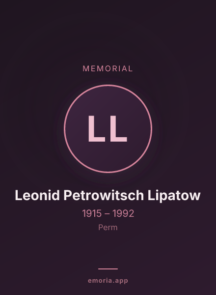 Memorial portrait of Leonid Petrowitsch Lipatow