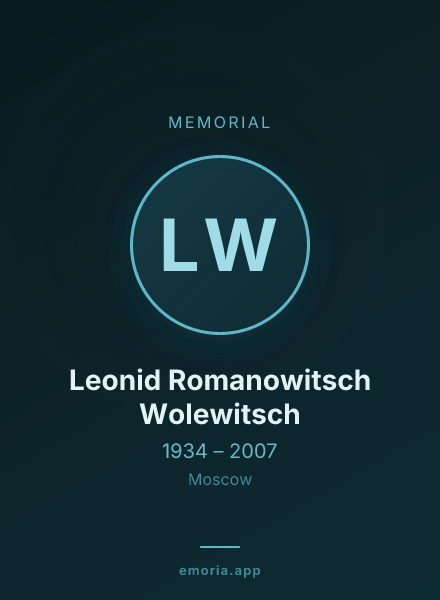 Memorial portrait of Leonid Romanowitsch Wolewitsch