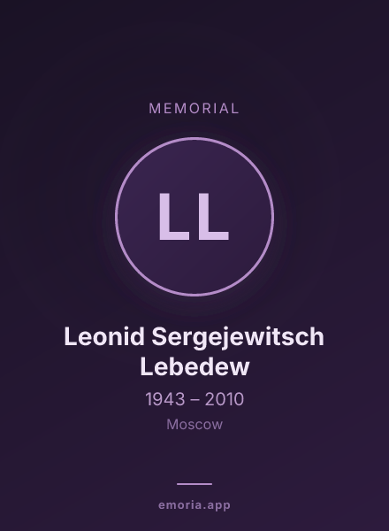 Memorial portrait of Leonid Sergejewitsch Lebedew