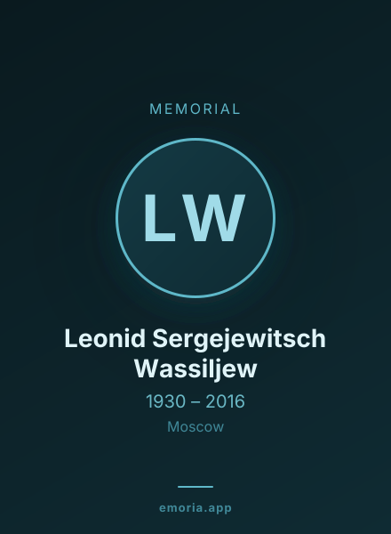 Memorial portrait of Leonid Sergejewitsch Wassiljew