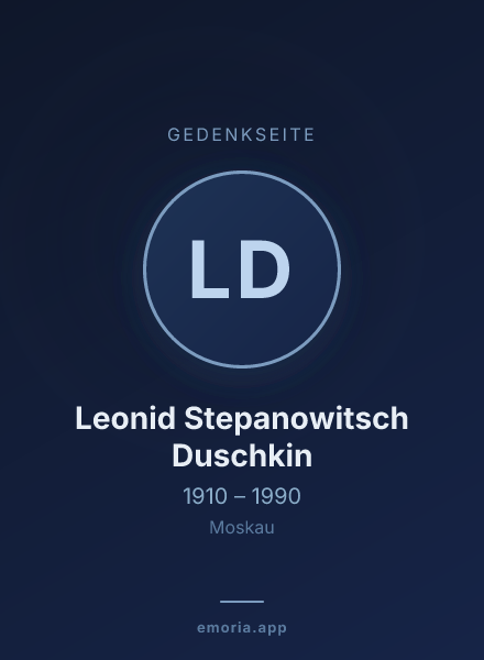 Gedenkportrait von Leonid Stepanowitsch Duschkin