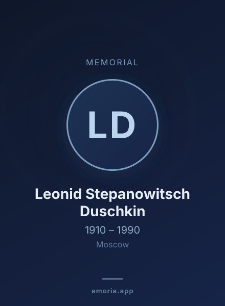 Memorial portrait of Leonid Stepanowitsch Duschkin