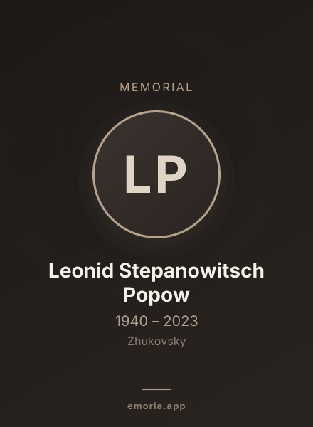 Memorial portrait of Leonid Stepanowitsch Popow