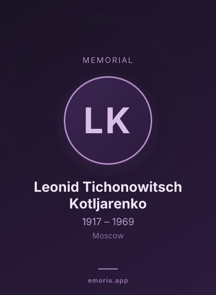 Memorial portrait of Leonid Tichonowitsch Kotljarenko