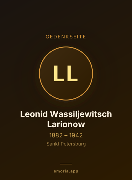 Gedenkportrait von Leonid Wassiljewitsch Larionow