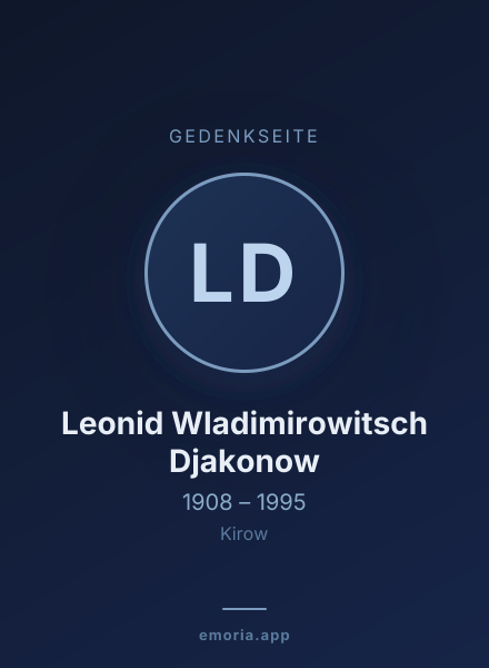 Gedenkportrait von Leonid Wladimirowitsch Djakonow
