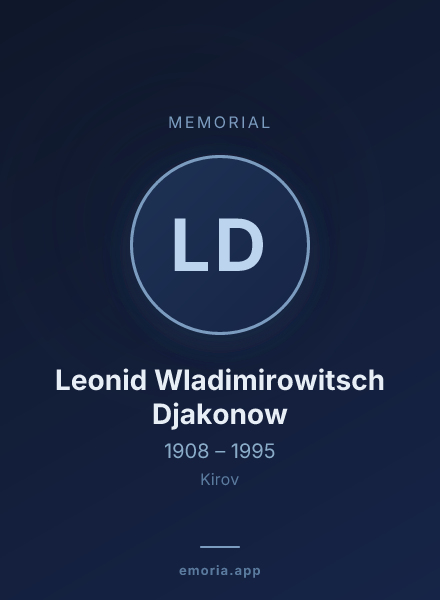 Memorial portrait of Leonid Wladimirowitsch Djakonow