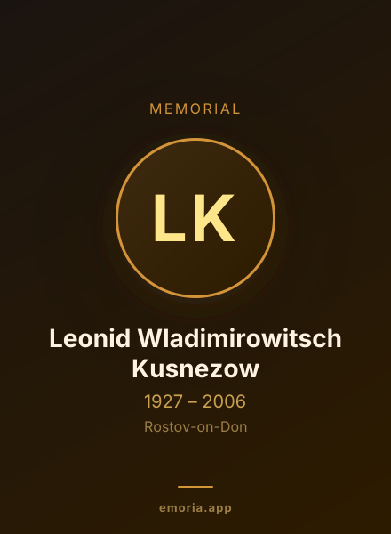 Memorial portrait of Leonid Wladimirowitsch Kusnezow