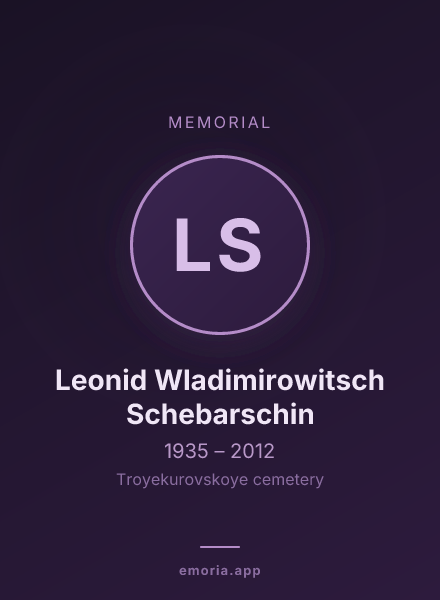 Memorial portrait of Leonid Wladimirowitsch Schebarschin