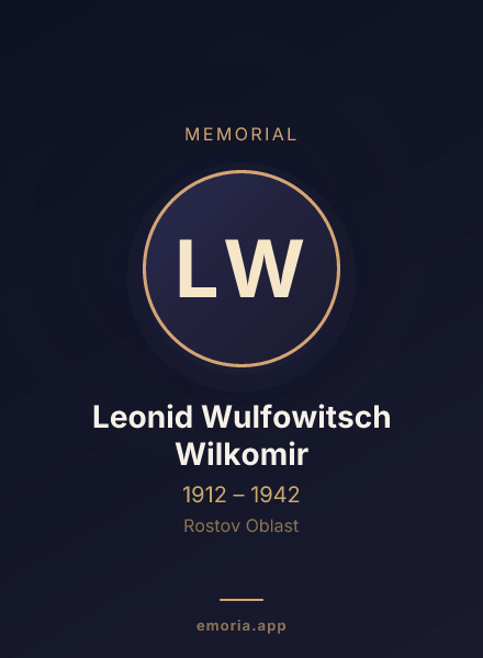 Memorial portrait of Leonid Wulfowitsch Wilkomir