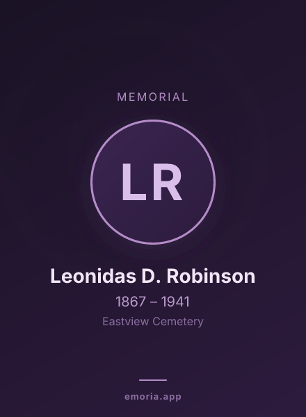 Memorial portrait of Leonidas D. Robinson
