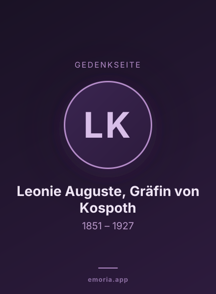 Gedenkportrait von Leonie Auguste, Gräfin von Kospoth