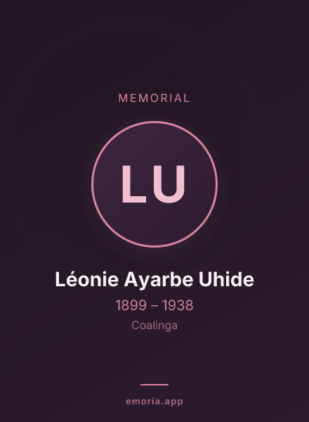Memorial portrait of Léonie Ayarbe Uhide