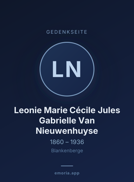 Gedenkportrait von Leonie Marie Cécile Jules Gabrielle Van Nieuwenhuyse