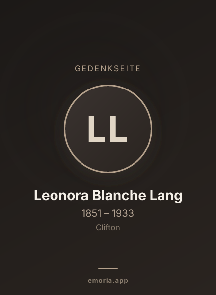 Gedenkportrait von Leonora Blanche Lang