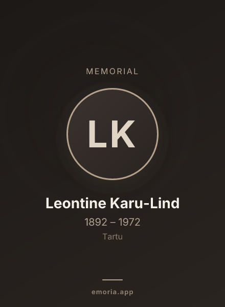 Memorial portrait of Leontine Karu-Lind