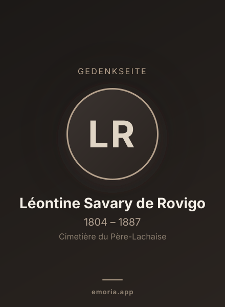 Gedenkportrait von Léontine Savary de Rovigo