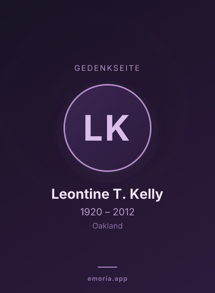Gedenkportrait von Leontine T. Kelly